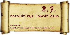 Mozolányi Fabrícius névjegykártya